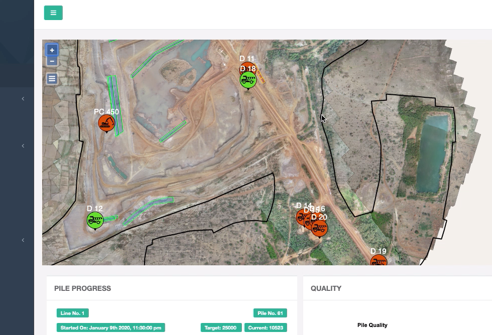 Equipment tracking mining on drone map 